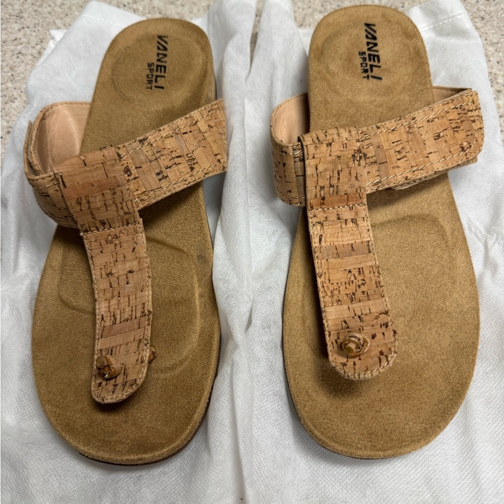 Vaneli Tan Cork Strap Sandals